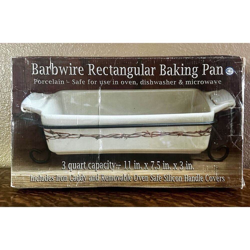 NEW Barbwire Rectangular Baking Pan Dish Cowboy Living Collection by Eve Armson